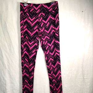 Just Be Free pink and black athletic leggings  women's L  #339